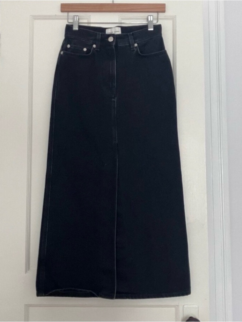 Loulou de Saison black denim maxi skirt